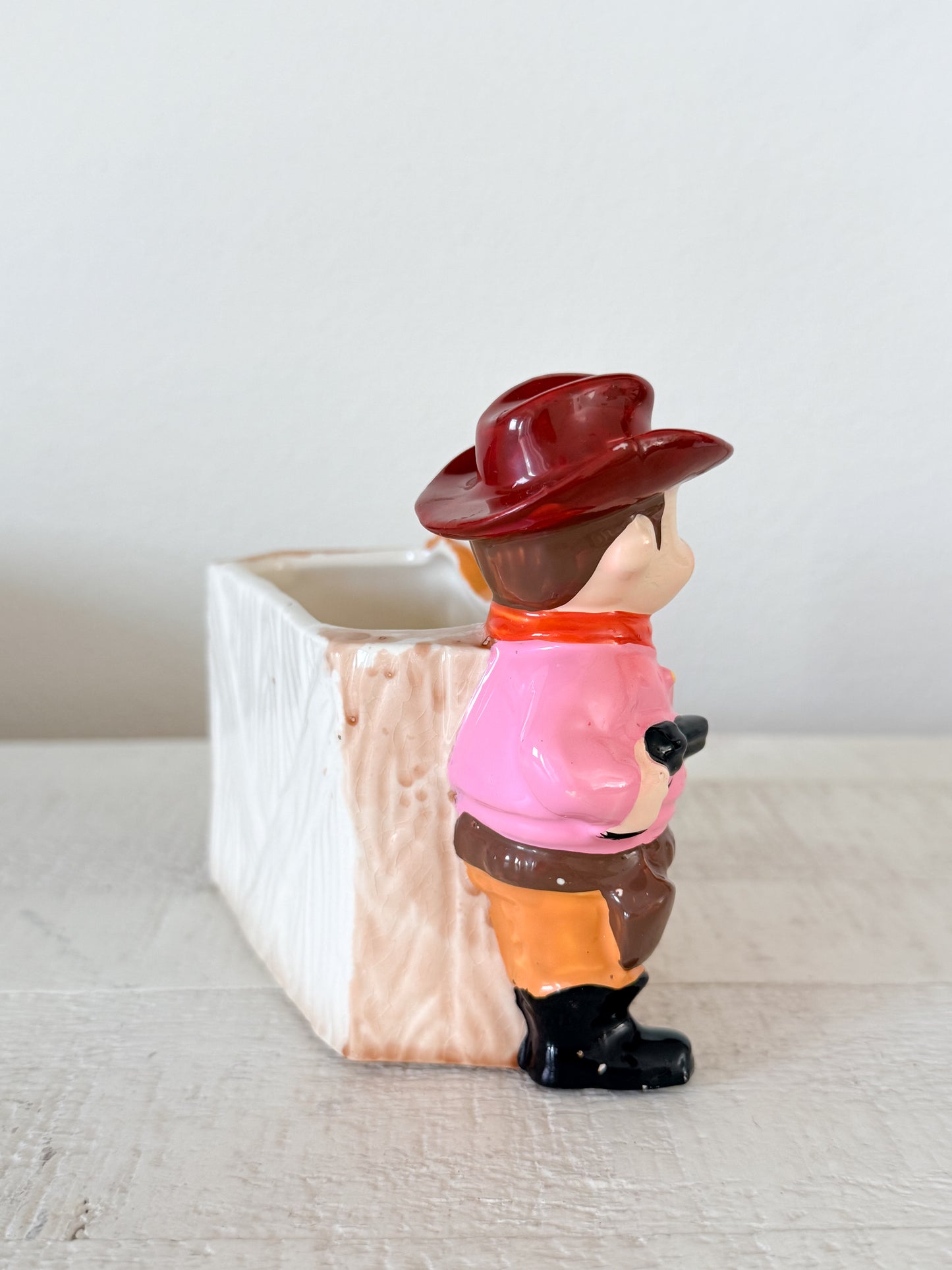 Vintage Cowboy Planter | Square Shooter Western Decor