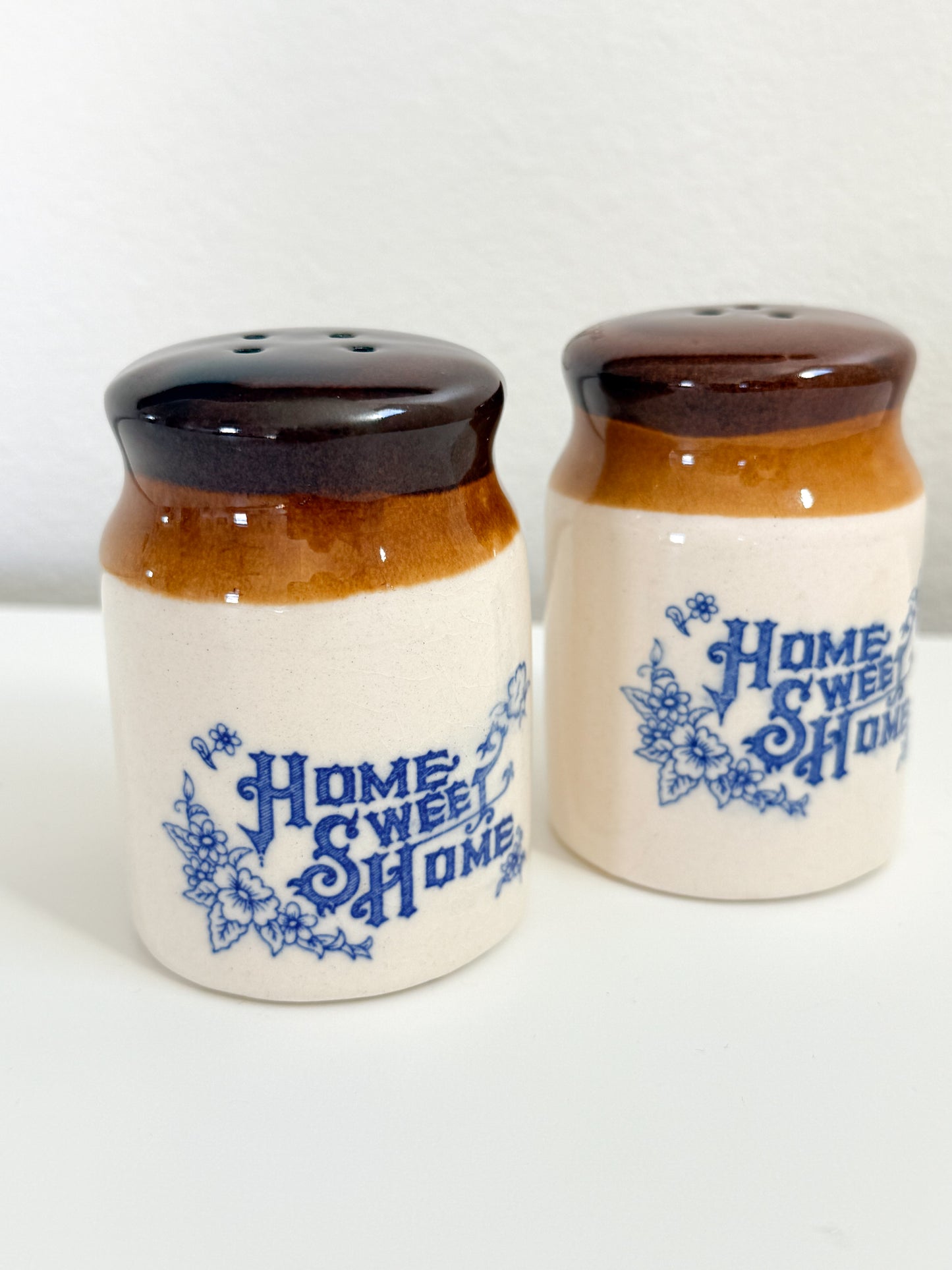 Vintage Home Sweet Home Salt & Pepper Shakers | Stoneware