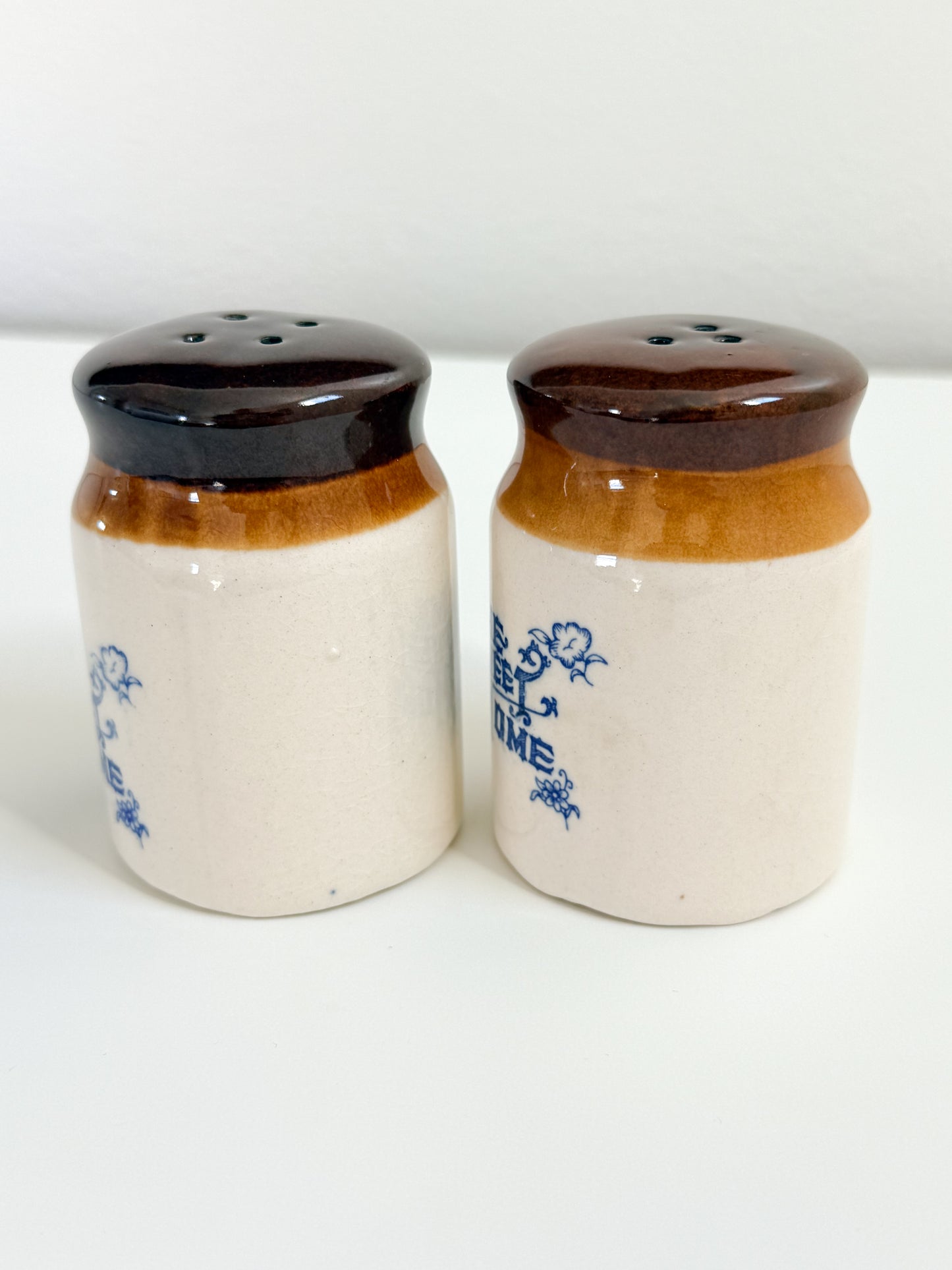 Vintage Home Sweet Home Salt & Pepper Shakers | Stoneware