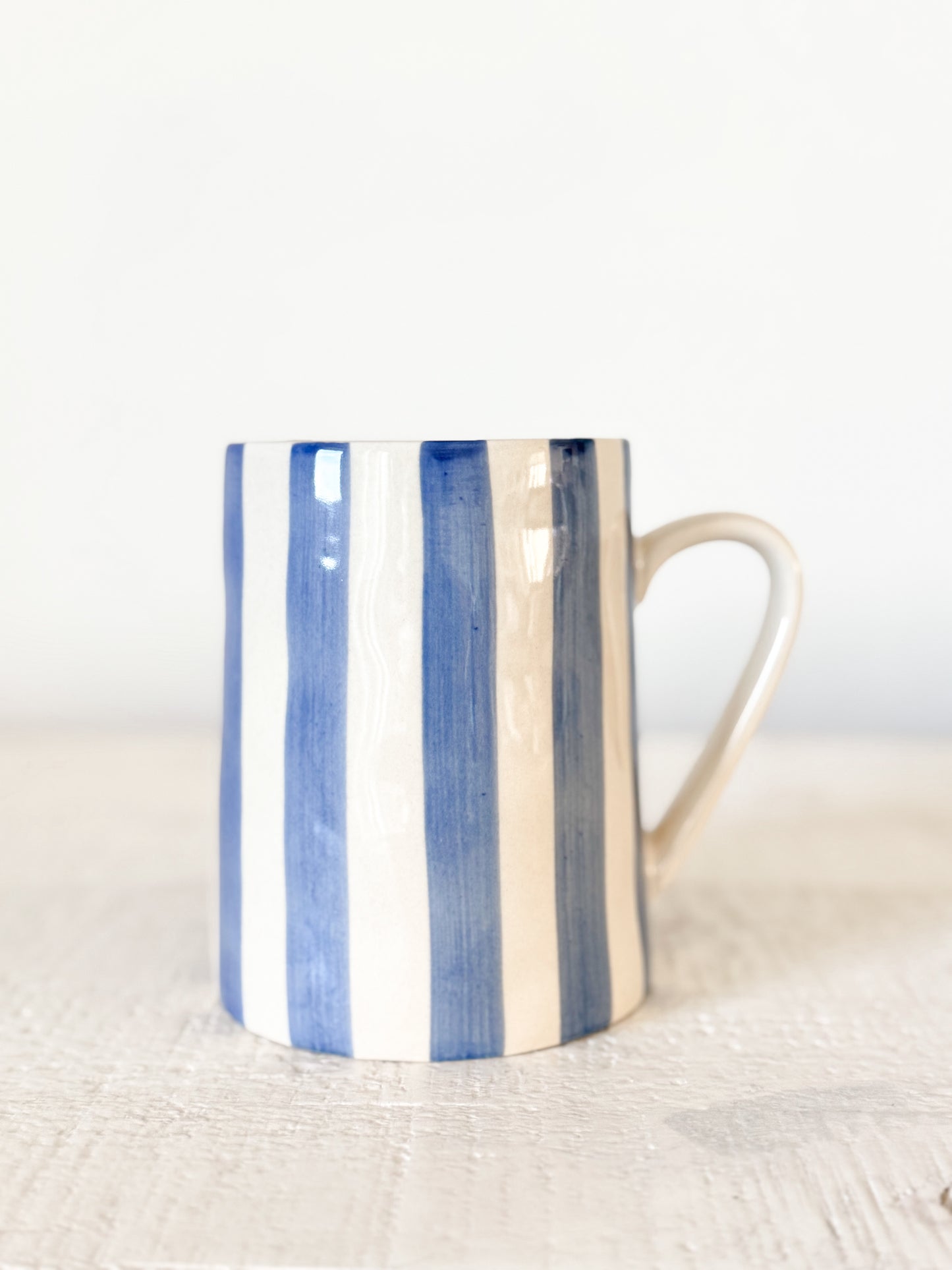 Blue Stripe Stoneware Mug