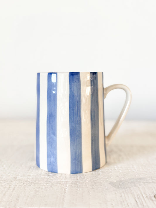 Blue Stripe Stoneware Mug
