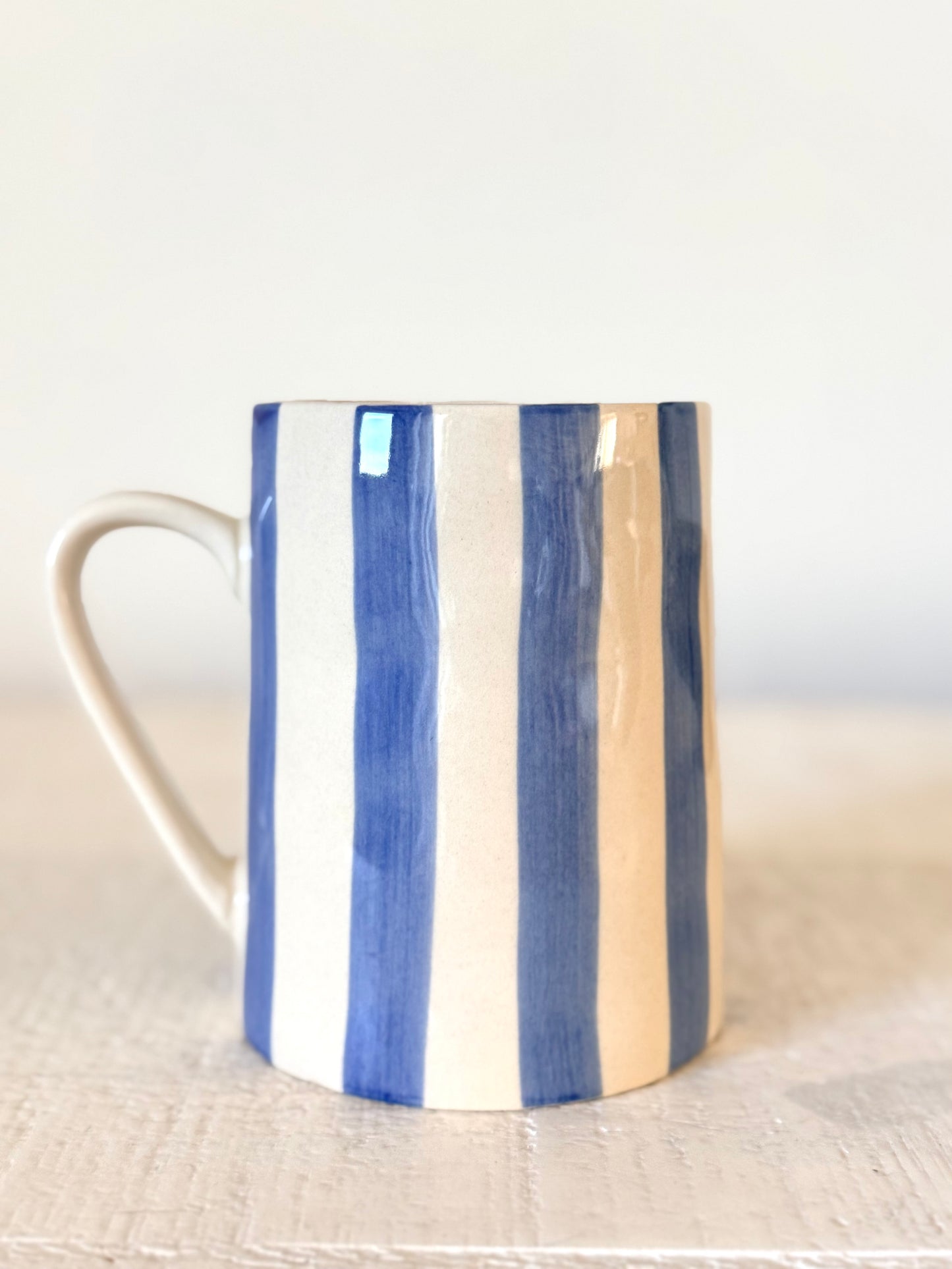 Blue Stripe Stoneware Mug