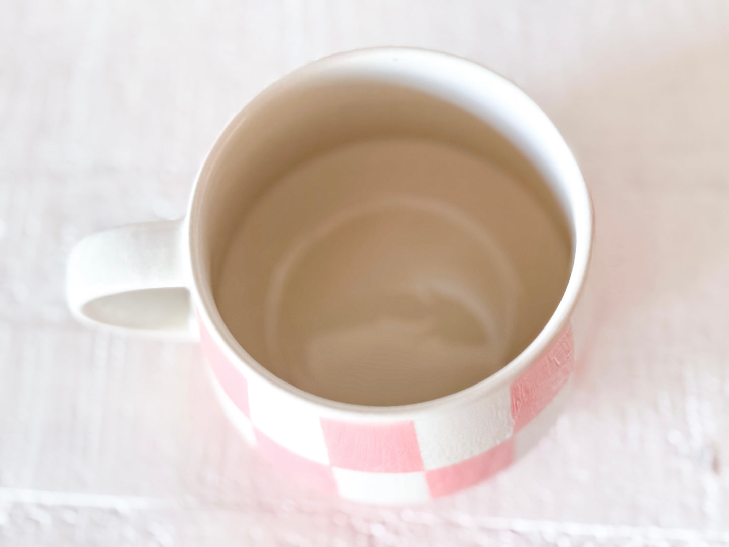 Pink Check Stoneware Mug