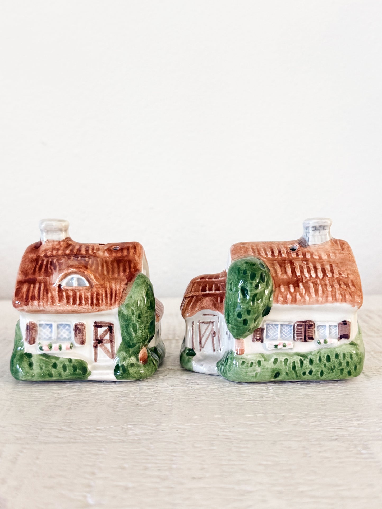 Vintage Cottage House Salt and Pepper Shakers