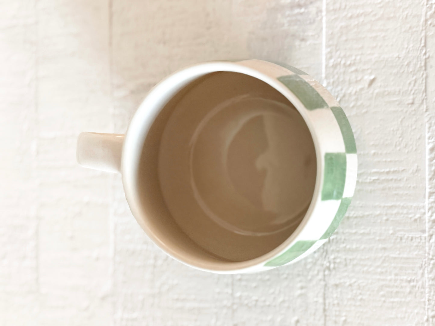 Green Check Stoneware Mug