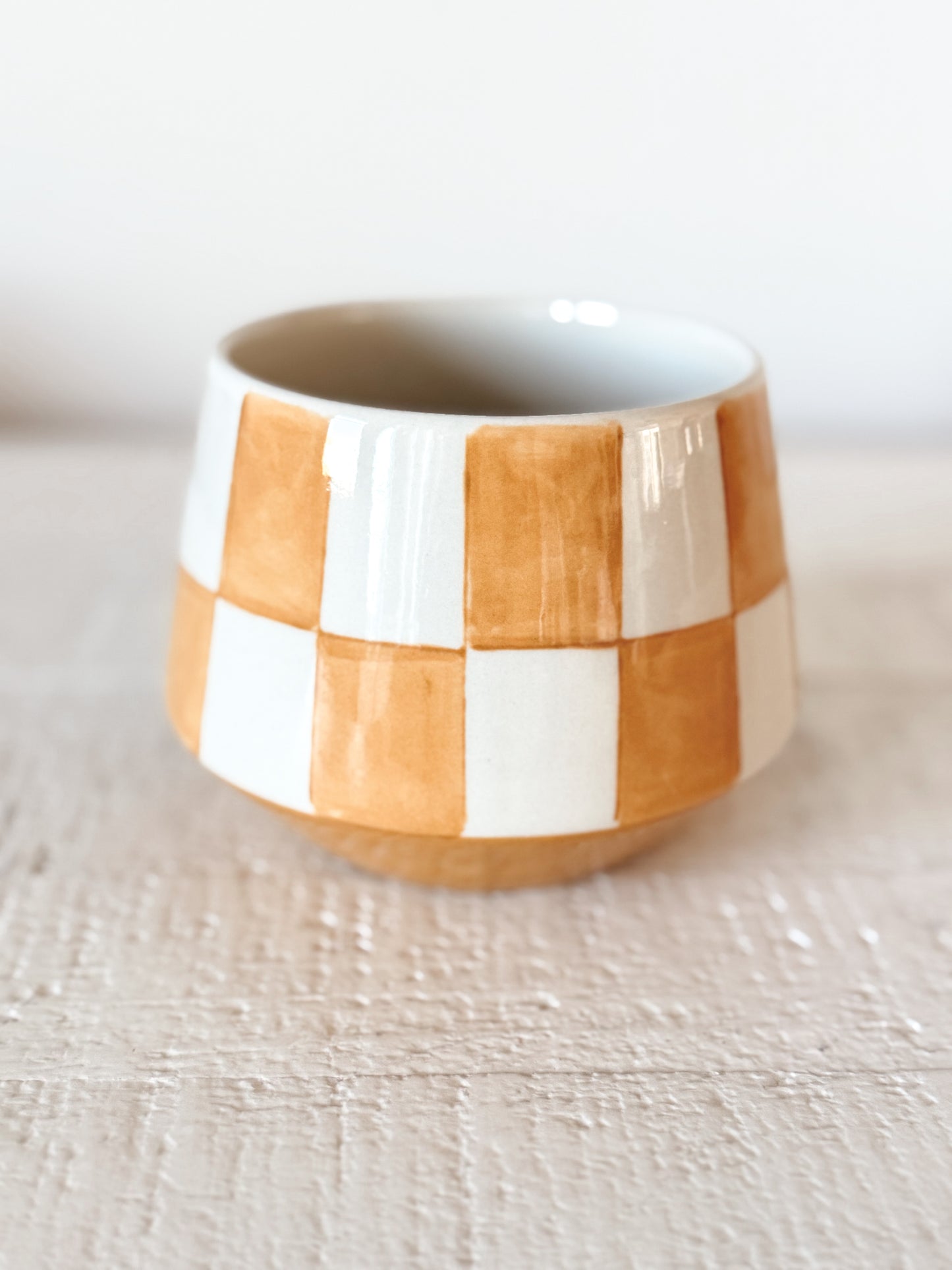 Amber Check Stoneware Mug