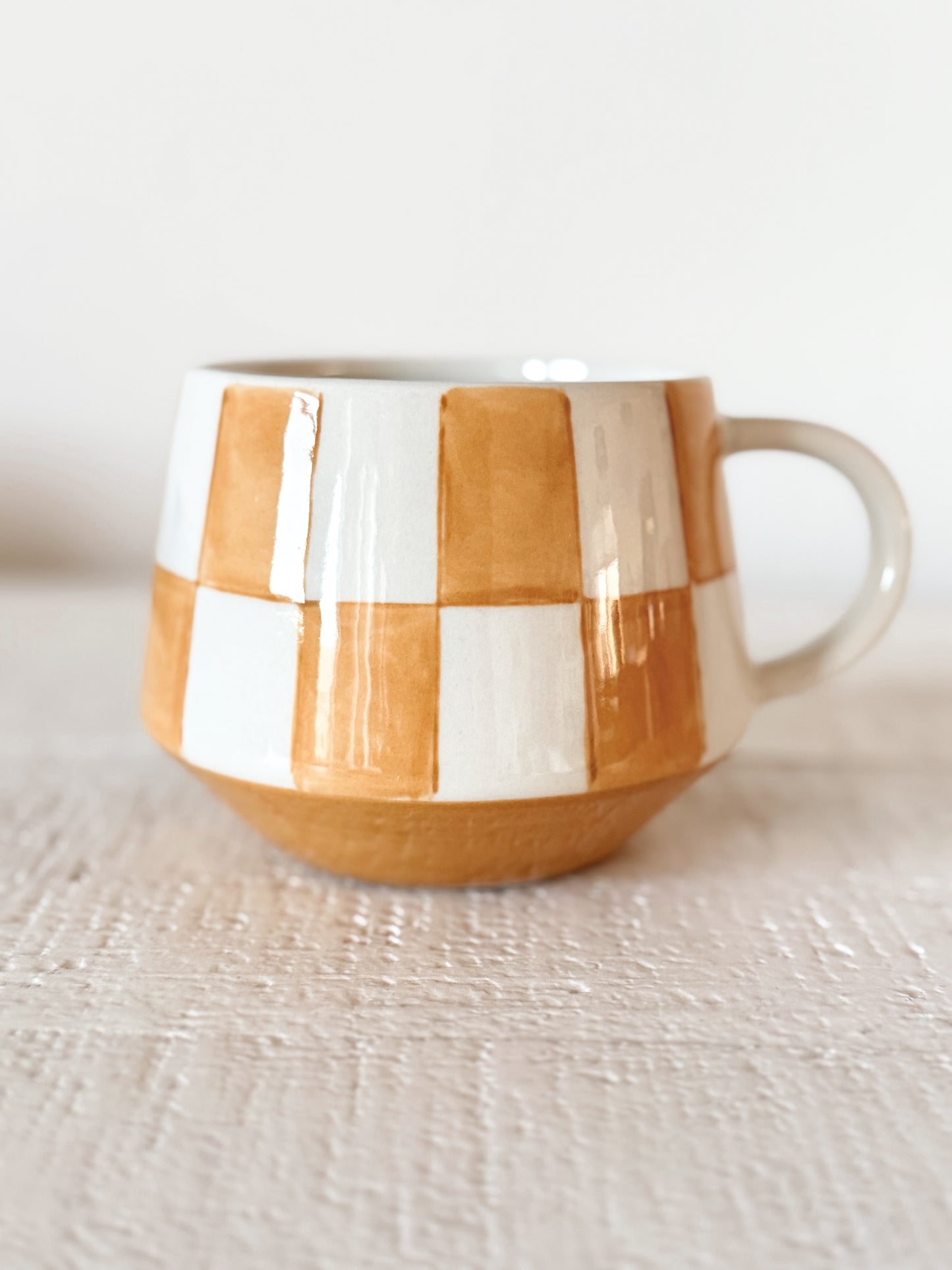 Amber Check Stoneware Mug