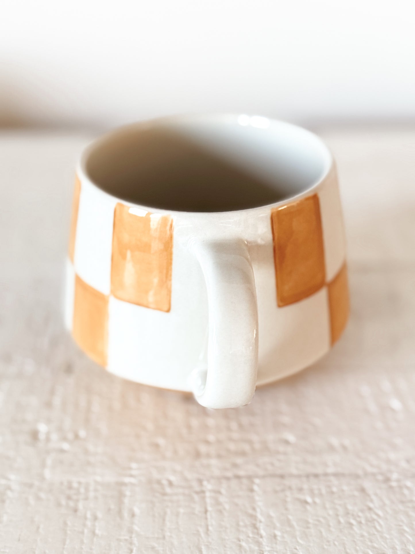 Amber Check Stoneware Mug