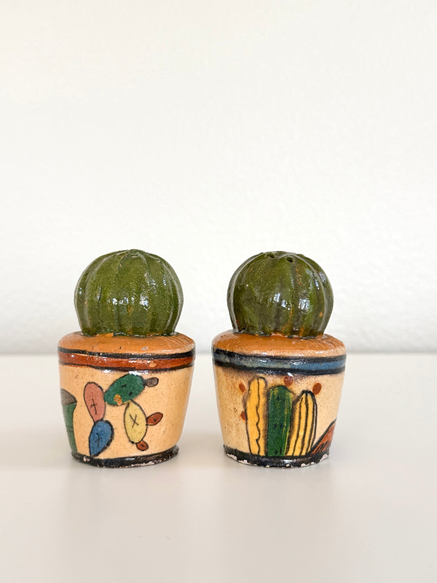 Vintage Mexican Barrel Cactus Salt & Pepper