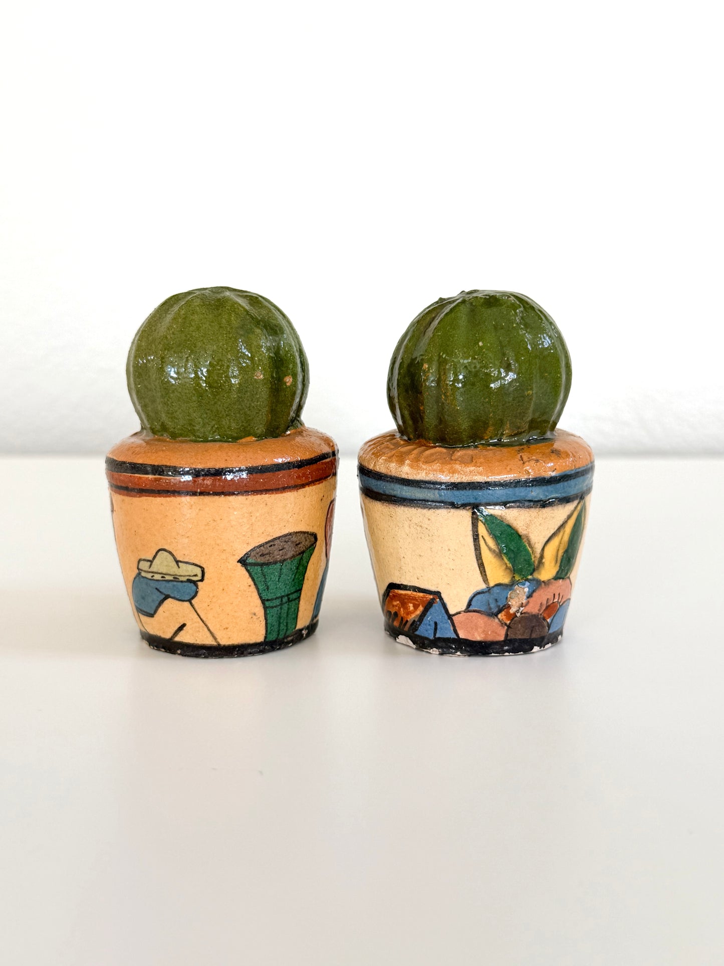 Vintage Mexican Barrel Cactus Salt & Pepper