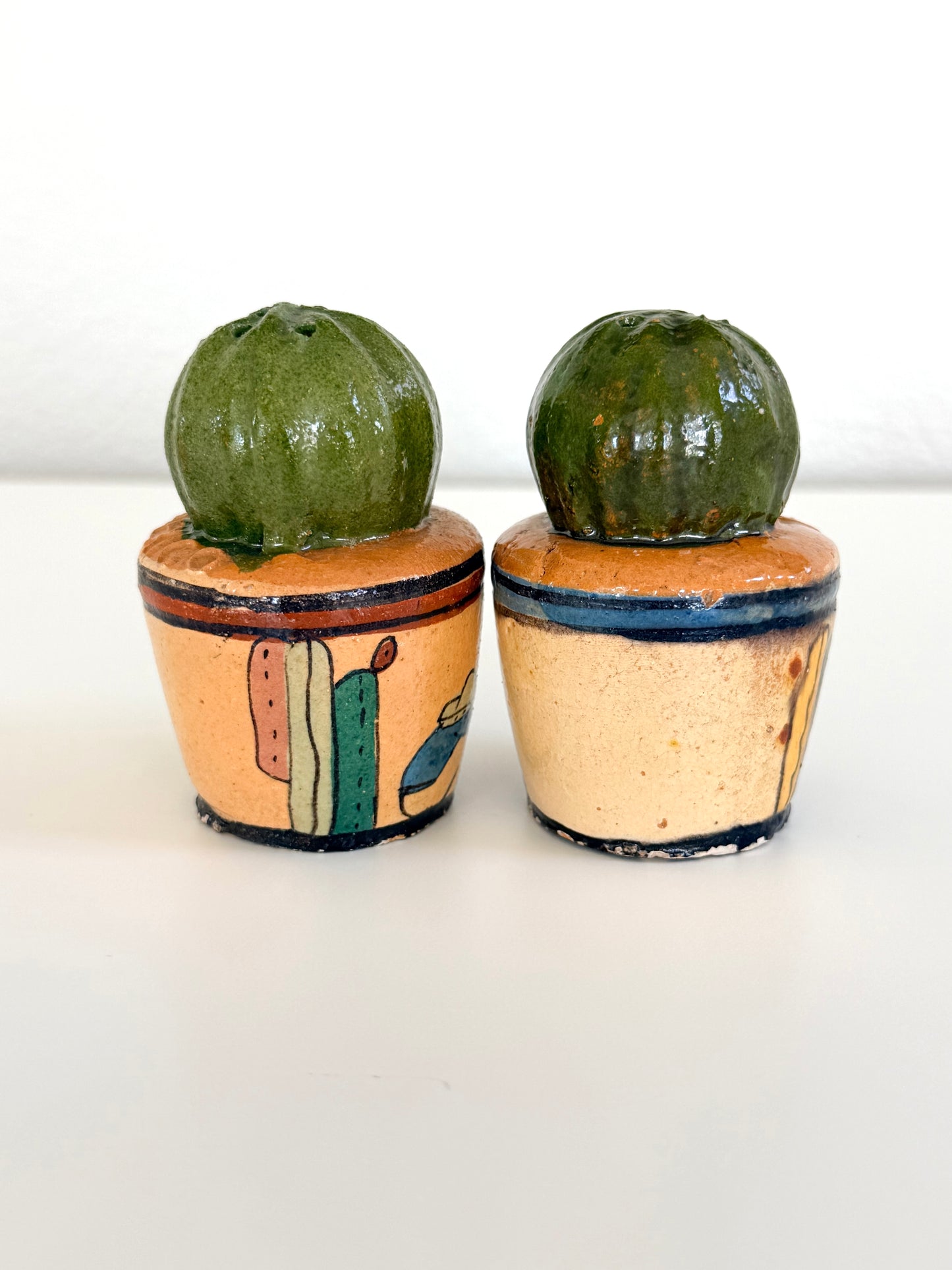 Vintage Mexican Barrel Cactus Salt & Pepper