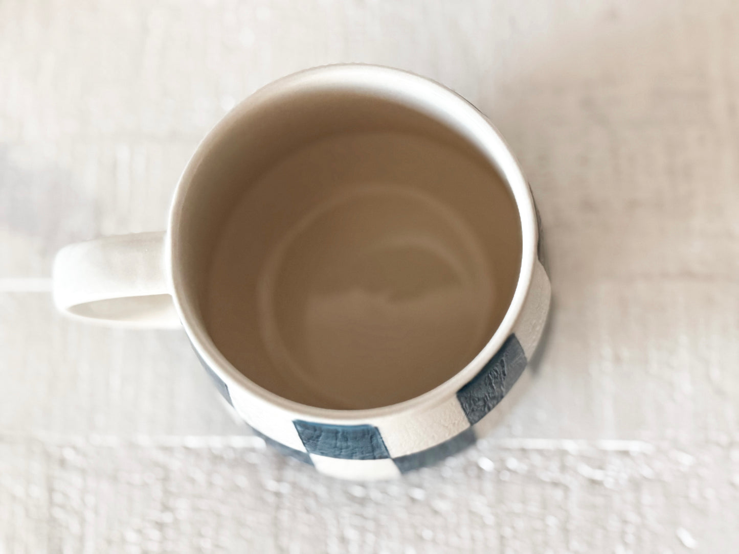 Navy Check Stoneware Mug