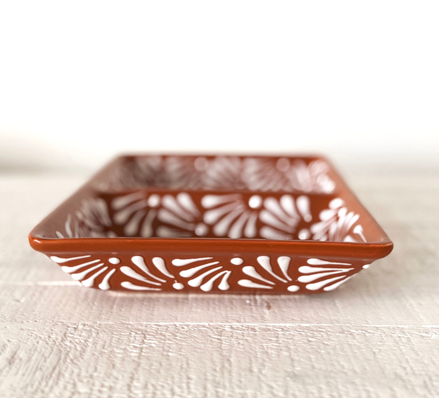Terracotta Talavera Style Divided Serving Dish