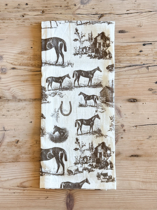 Toile Horse Tea Towel