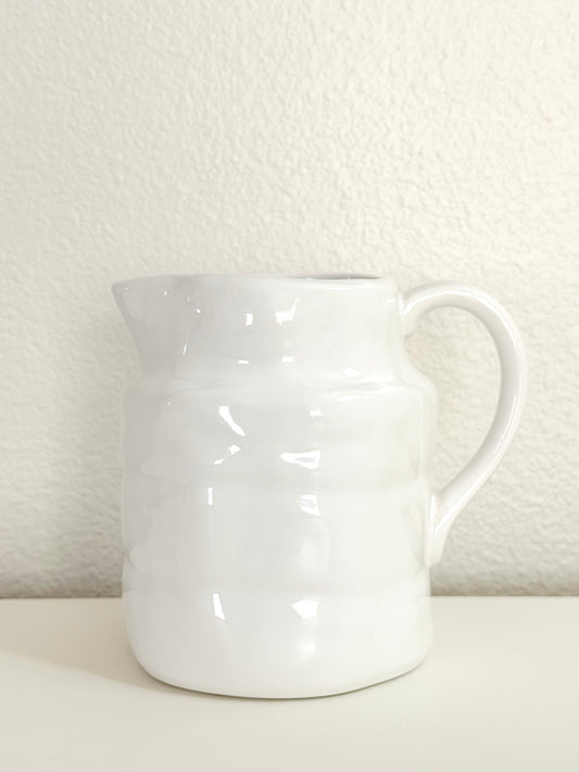 White Stoneware Vintage Style Small Pitcher