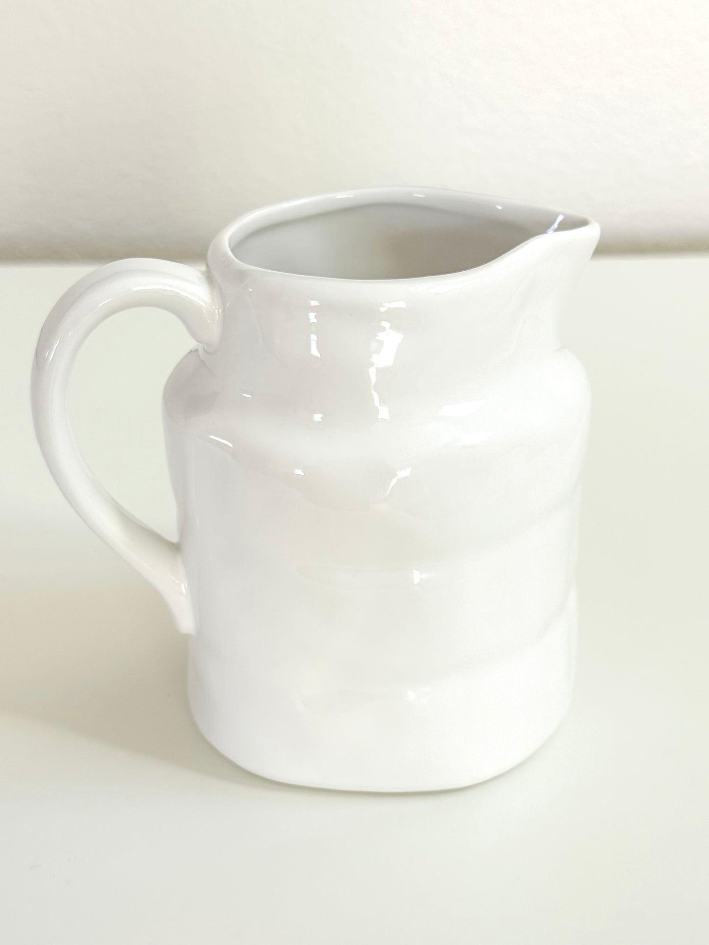 White Stoneware Vintage Style Small Pitcher