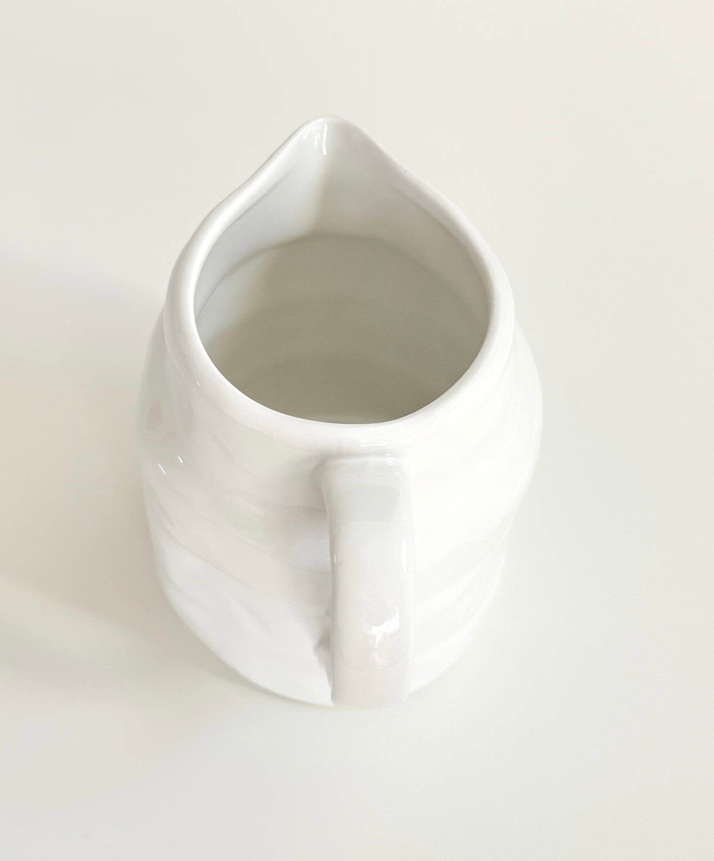 White Stoneware Vintage Style Small Pitcher