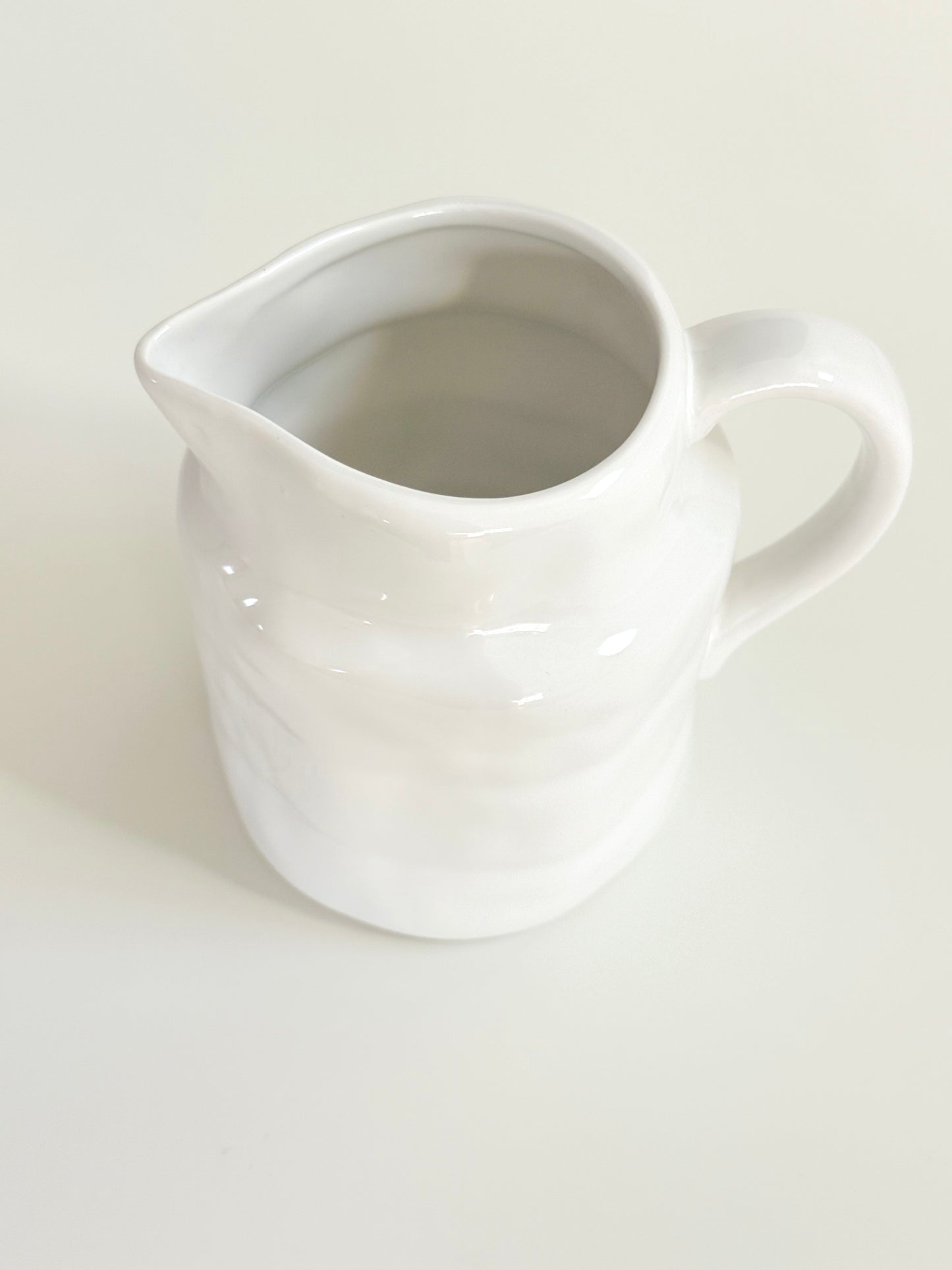 White Stoneware Vintage Style Small Pitcher
