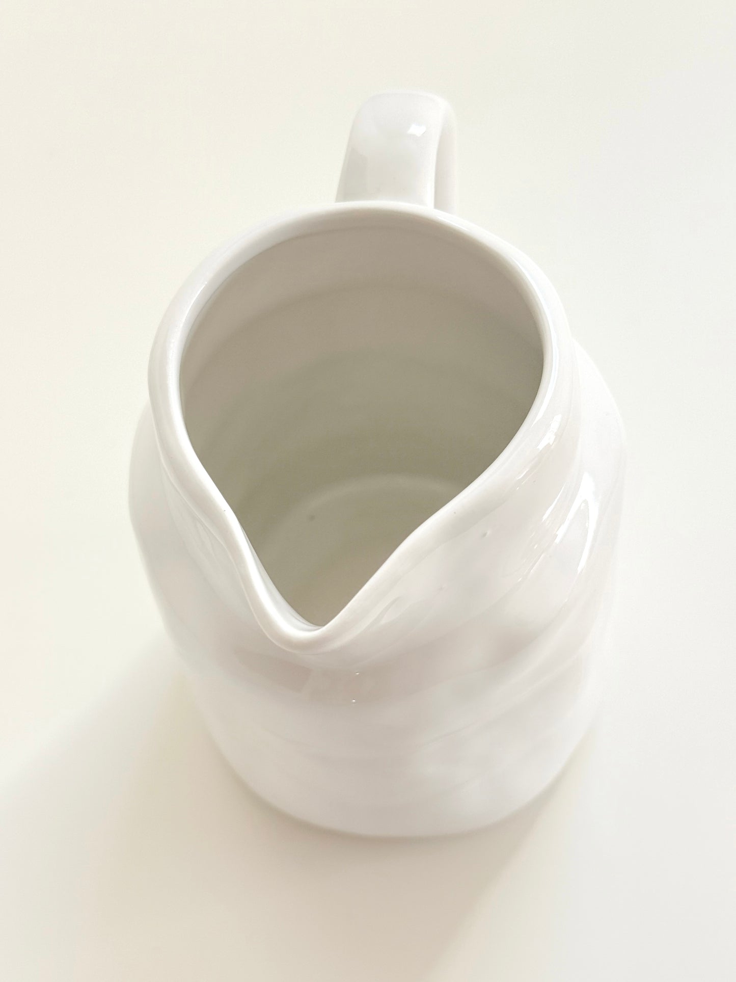 White Stoneware Vintage Style Small Pitcher