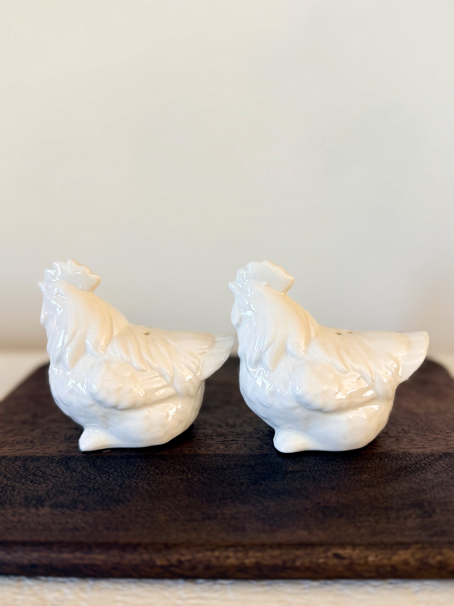 White Ceramic Chicken Salt & Pepper Shakers