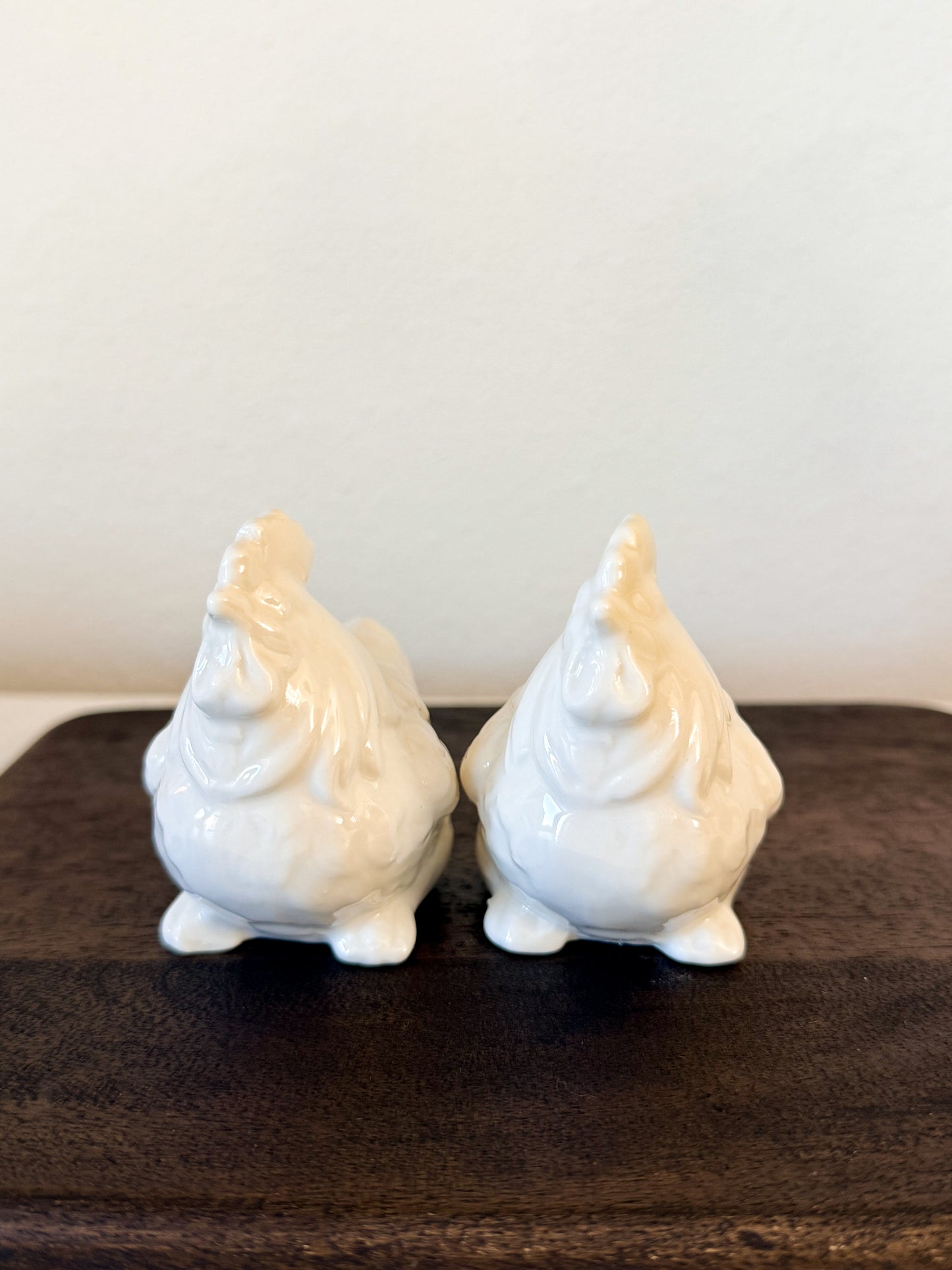 White Ceramic Chicken Salt & Pepper Shakers