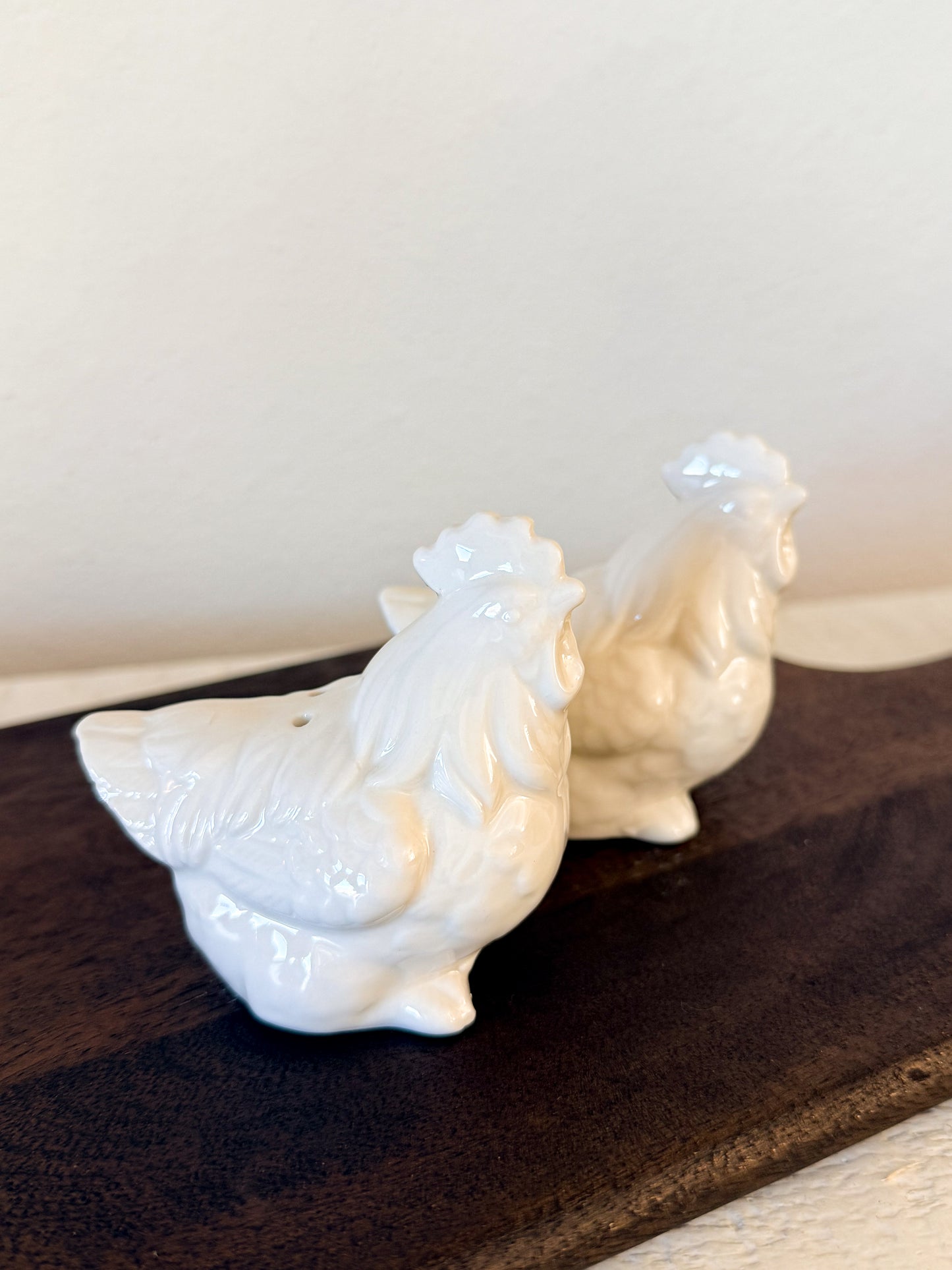 White Ceramic Chicken Salt & Pepper Shakers