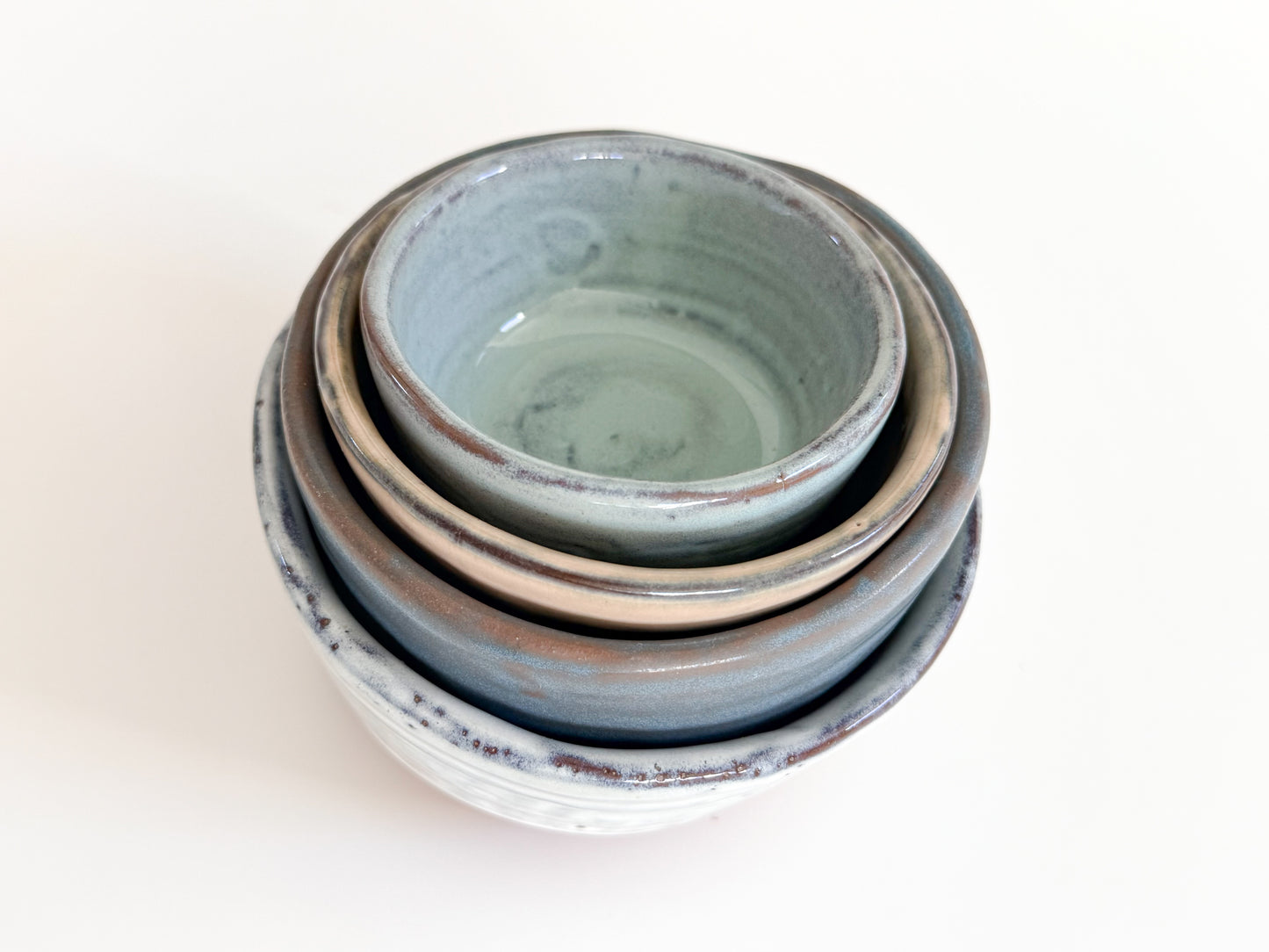 Reactive Glaze Small Stoneware Nesting Bowls – Set of 4