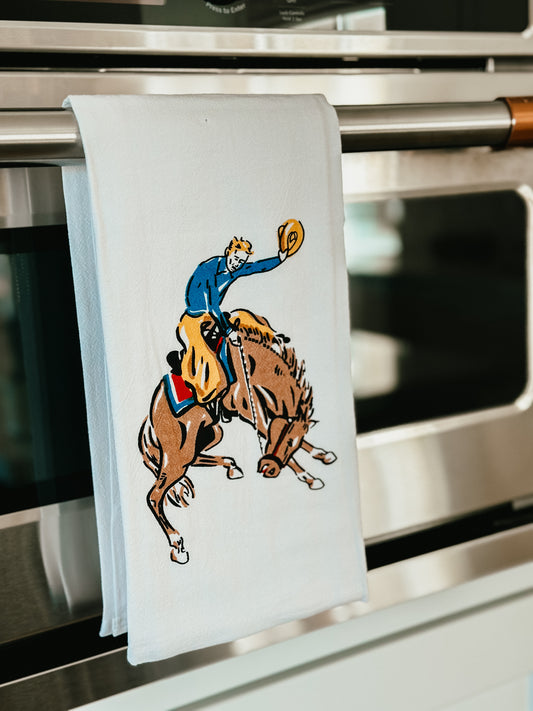 Retro Cowboy Tea Towel