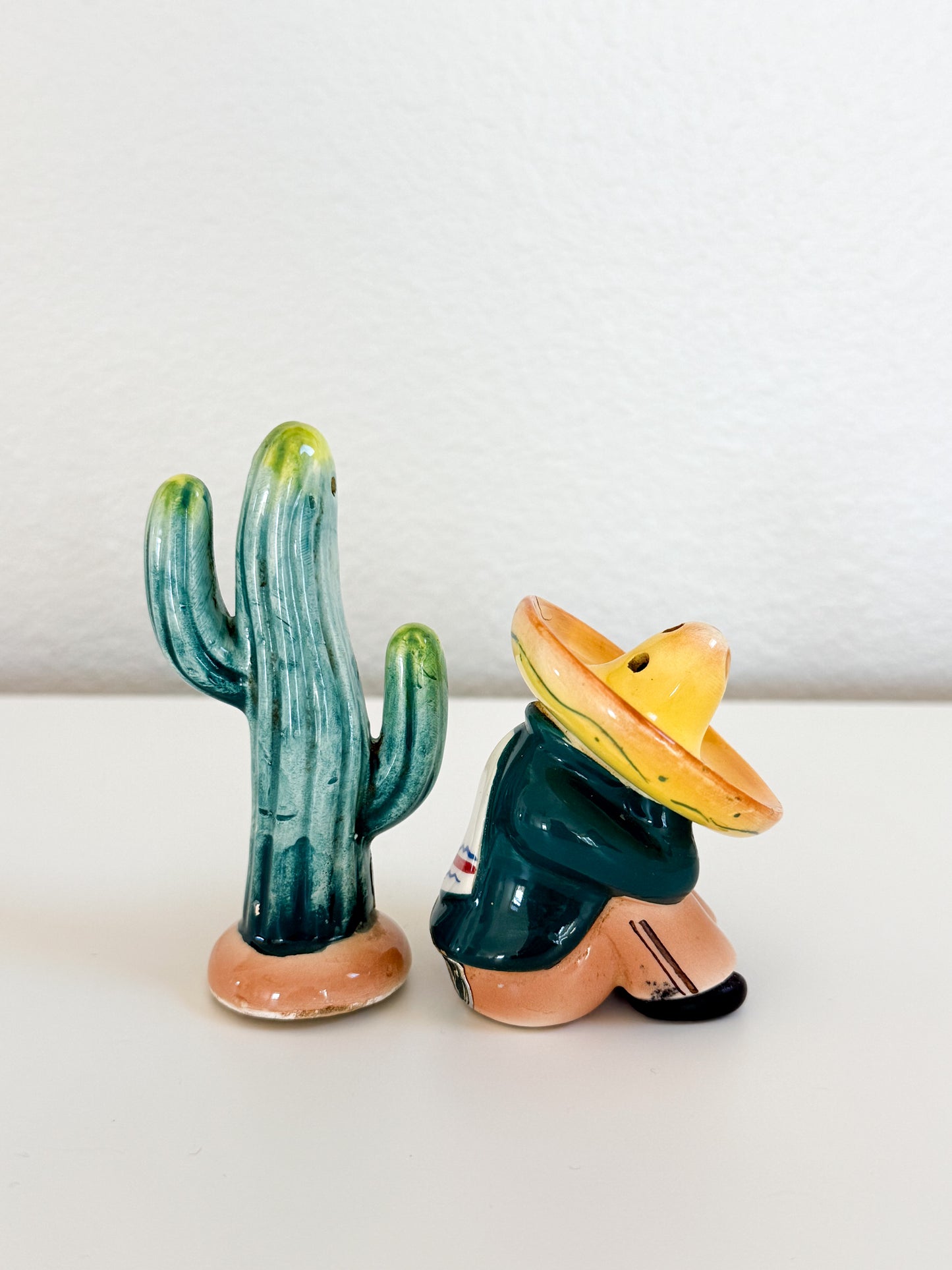 Vintage Sombrero & Cactus Salt and Pepper Shakers