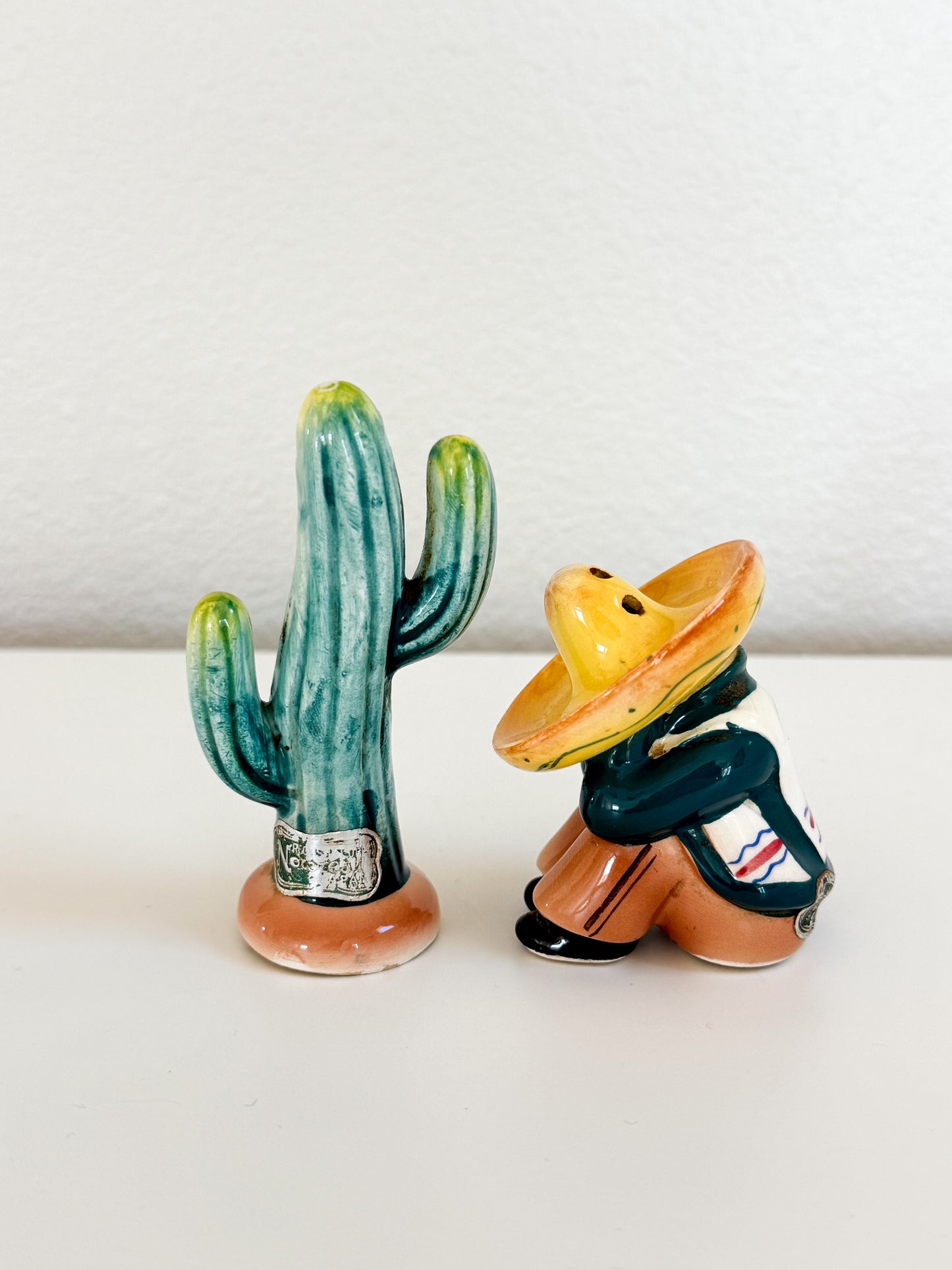 Vintage Sombrero & Cactus Salt and Pepper Shakers