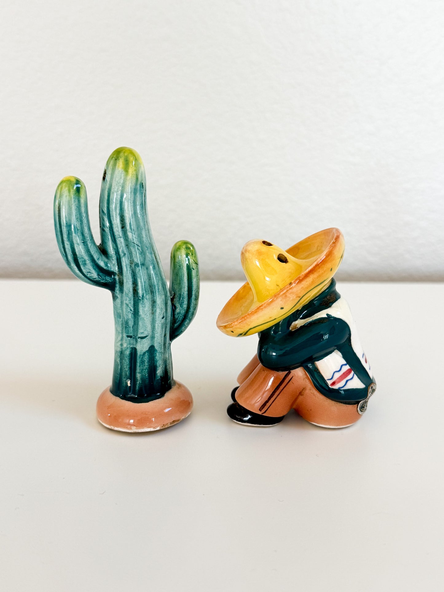 Vintage Sombrero & Cactus Salt and Pepper Shakers
