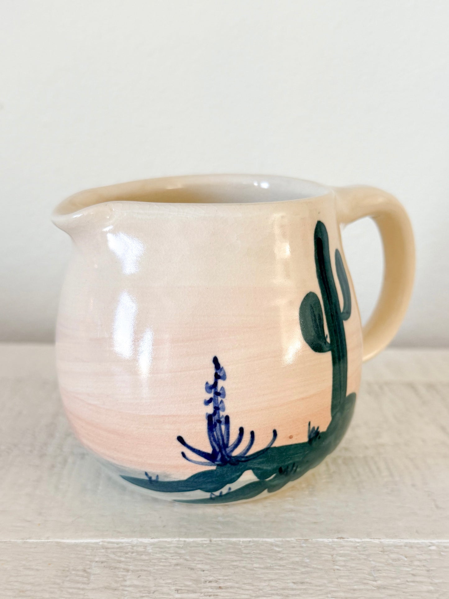 Vintage Ellis Pottery Cactus Creamer