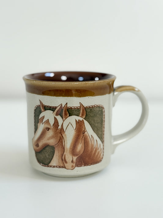 Vintage Horse Mug (Brown Rim)