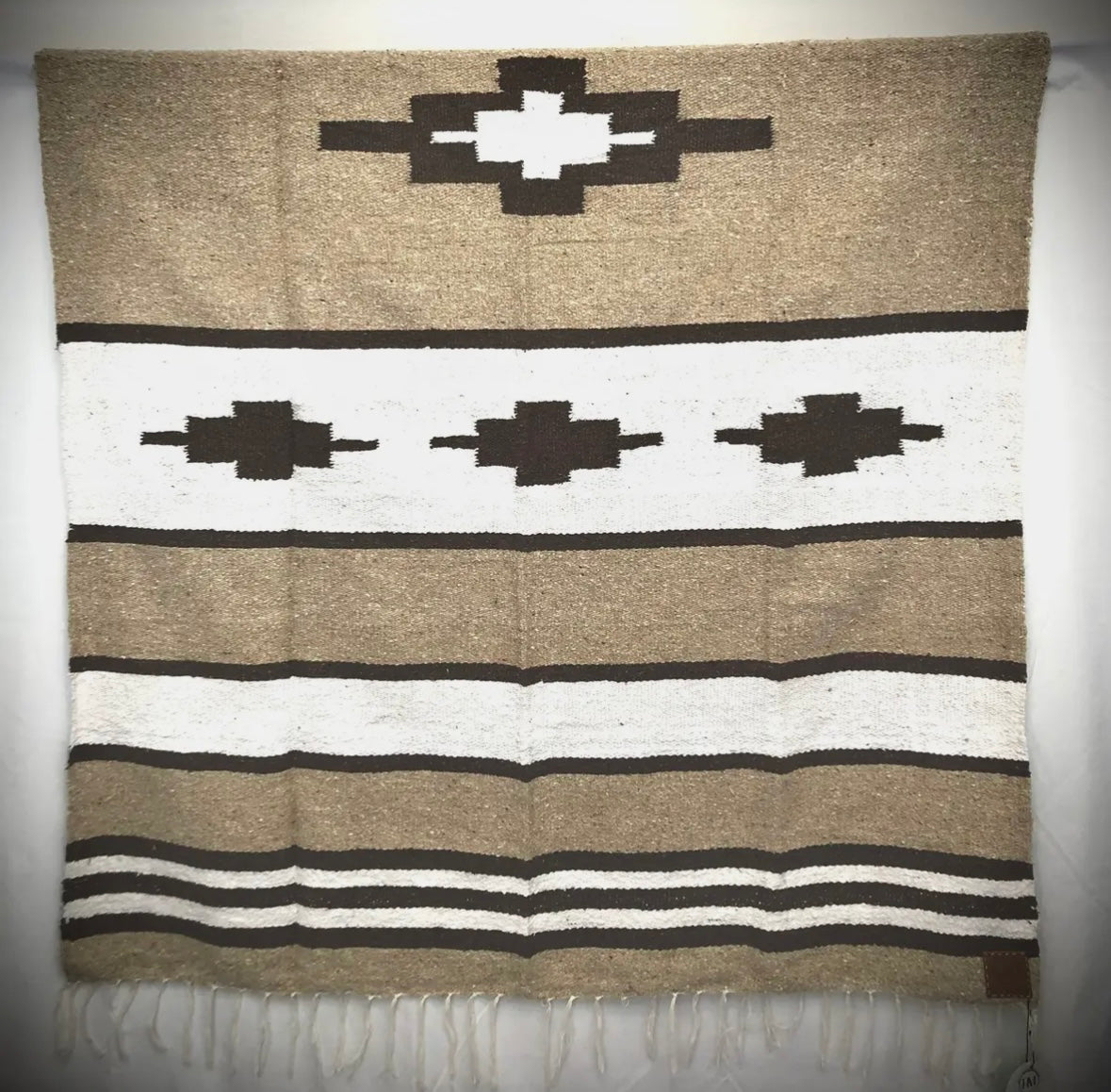 The Brown & White Aztec Mexican Blanket