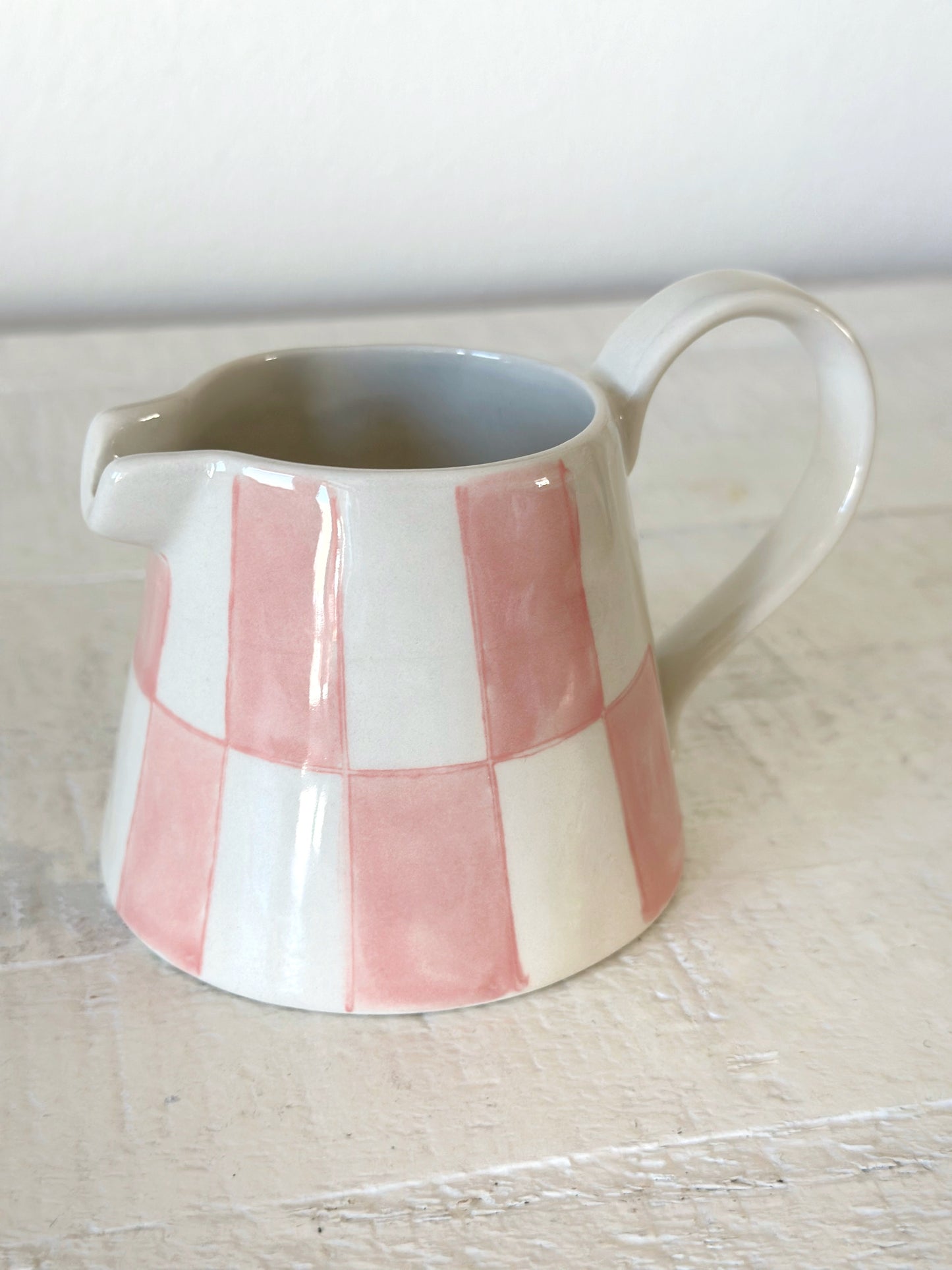 Pink Checkered Creamer