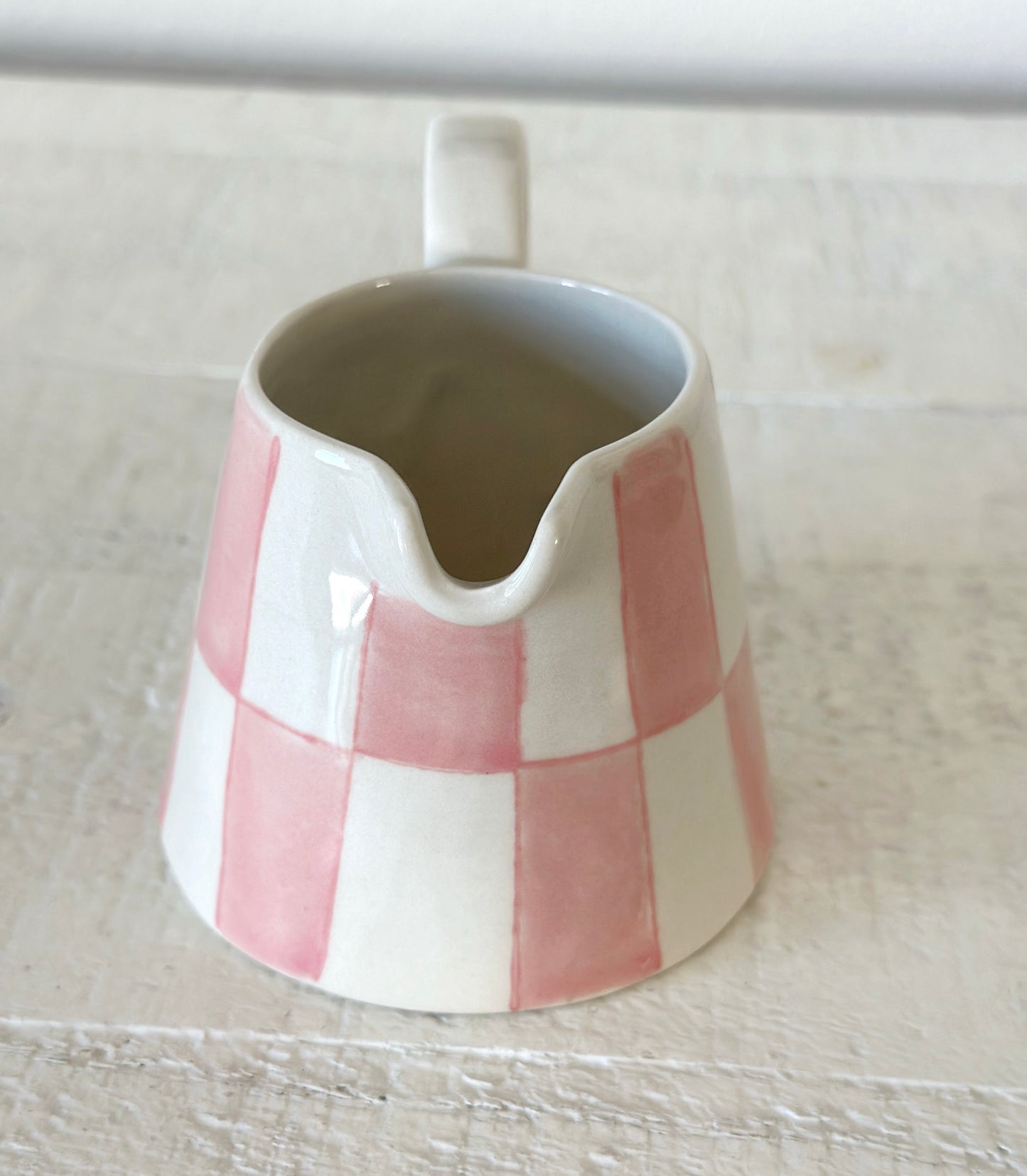 Pink Checkered Creamer