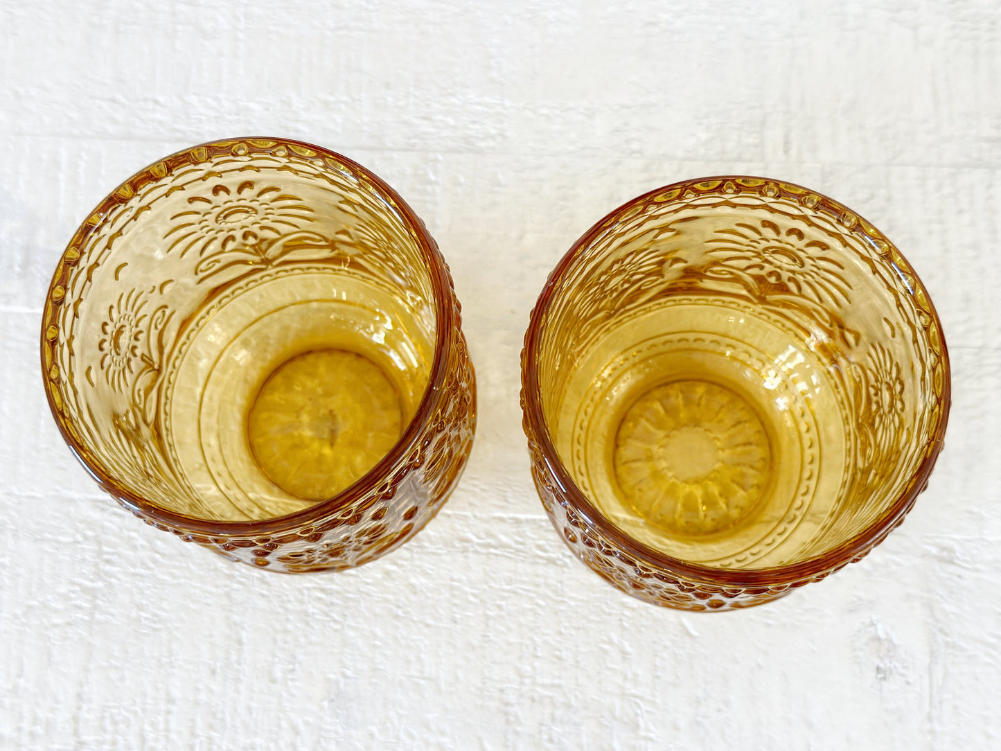 Amber Flower Drinking Glass (Set of 2)