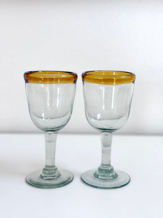 Vintage Hand Blown Wine Glasses