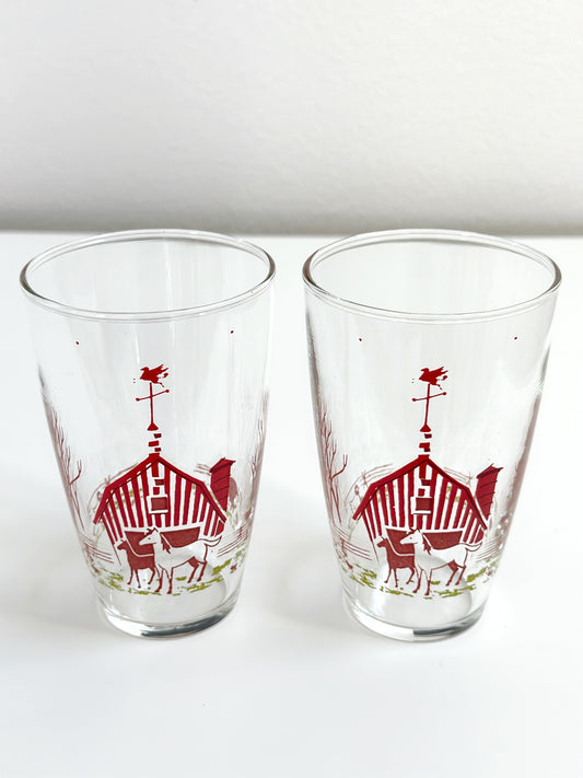 Vintage Farm Drinking Glasses