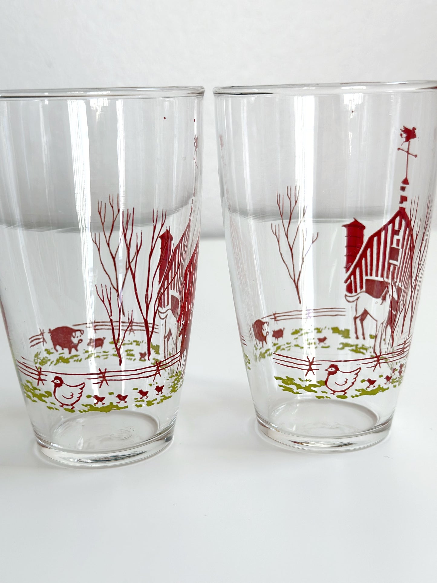 Vintage Farm Drinking Glasses