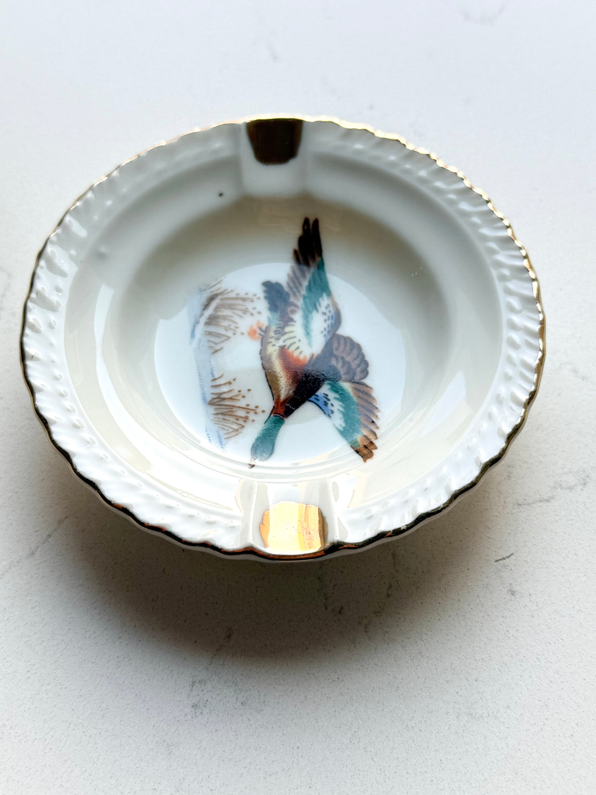 Vintage Mallard Duck Ashtray | Porcelain Ring & Trinket Dish