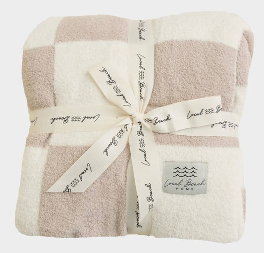 Checker Luxe Blanket (Sand & White)