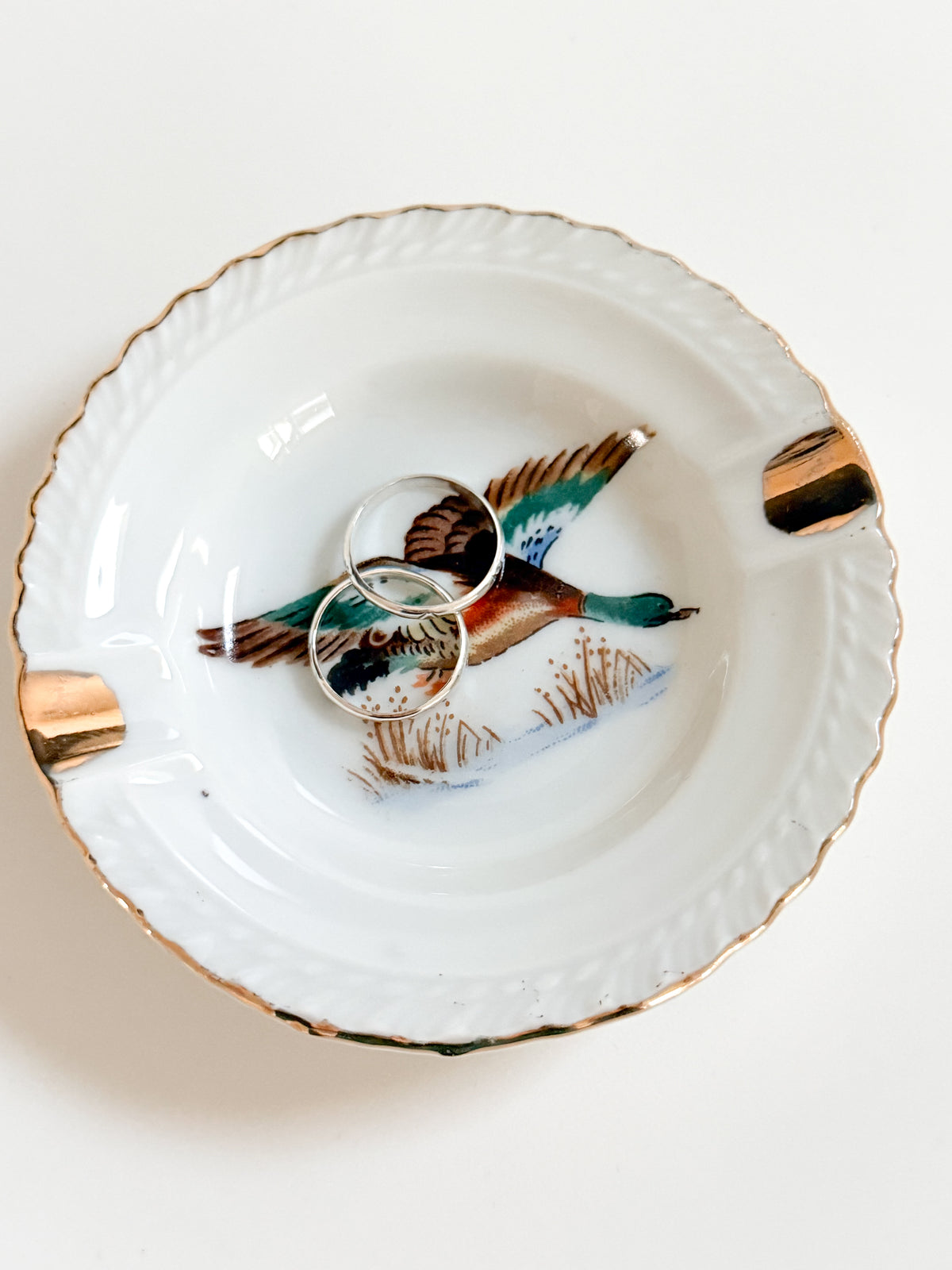 Vintage Mallard Duck Ashtray | Porcelain Ring & Trinket Dish