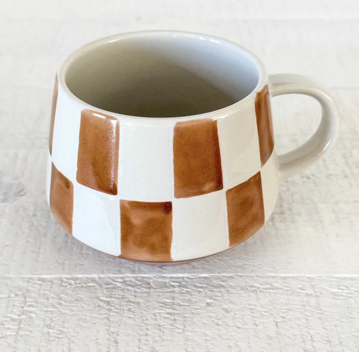 Brown Check Stoneware Mug