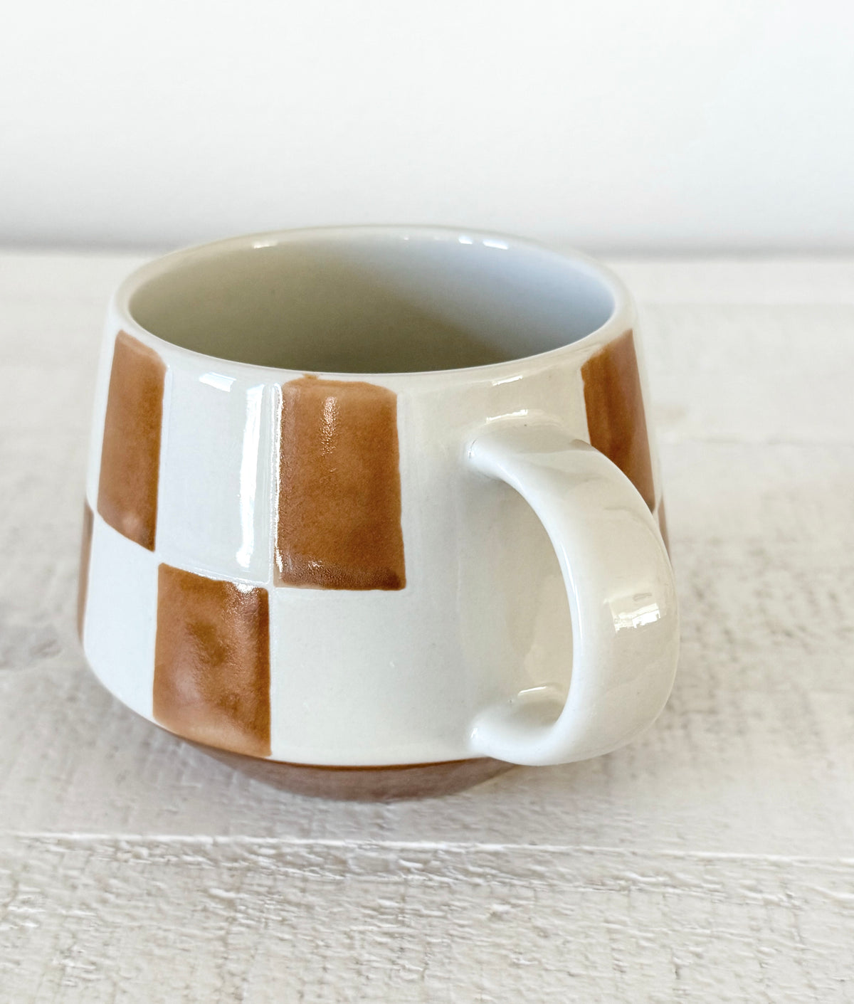 Brown Check Stoneware Mug