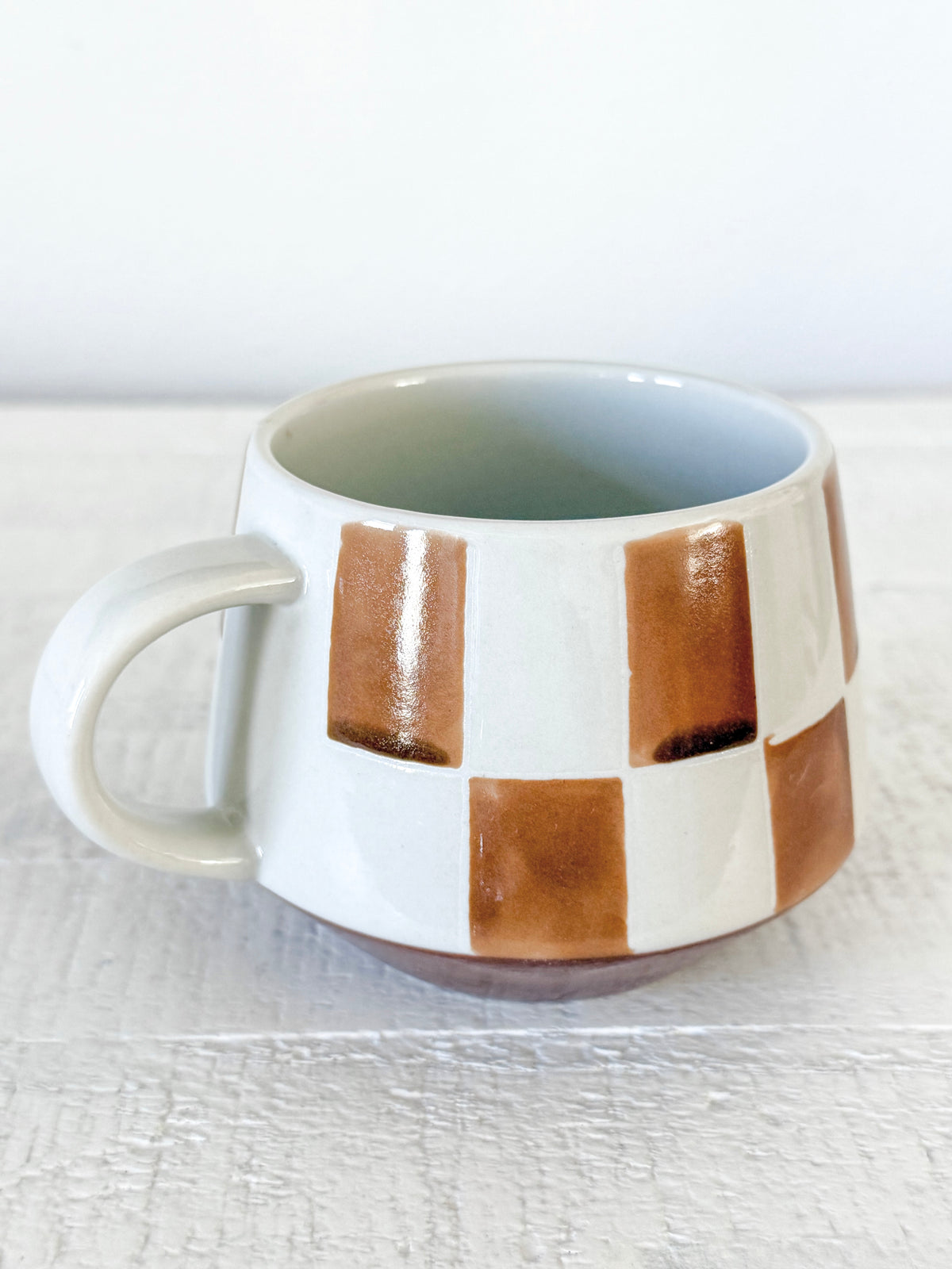 Brown Check Stoneware Mug