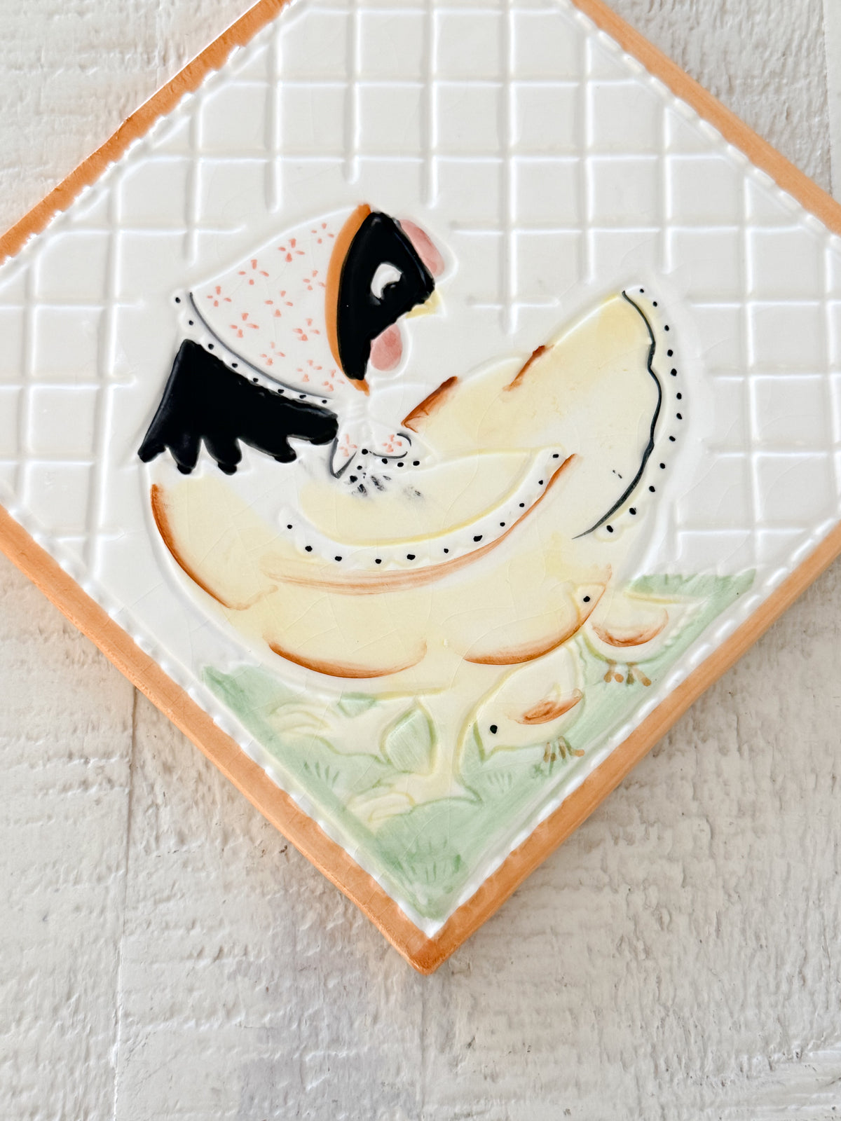 Vintage Ceramic Chicken Trivet | Farmhouse Wall Hanging