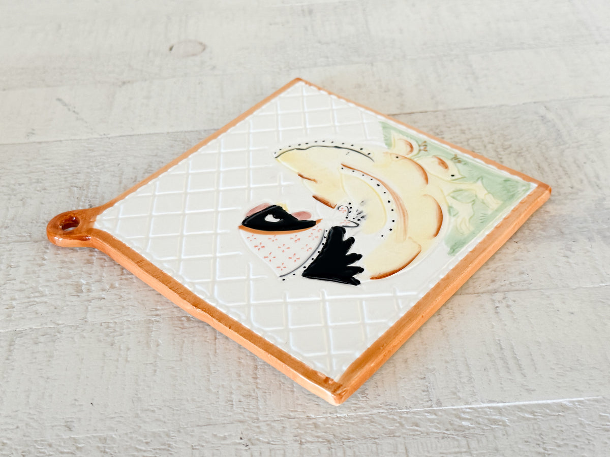 Vintage Ceramic Chicken Trivet | Farmhouse Wall Hanging