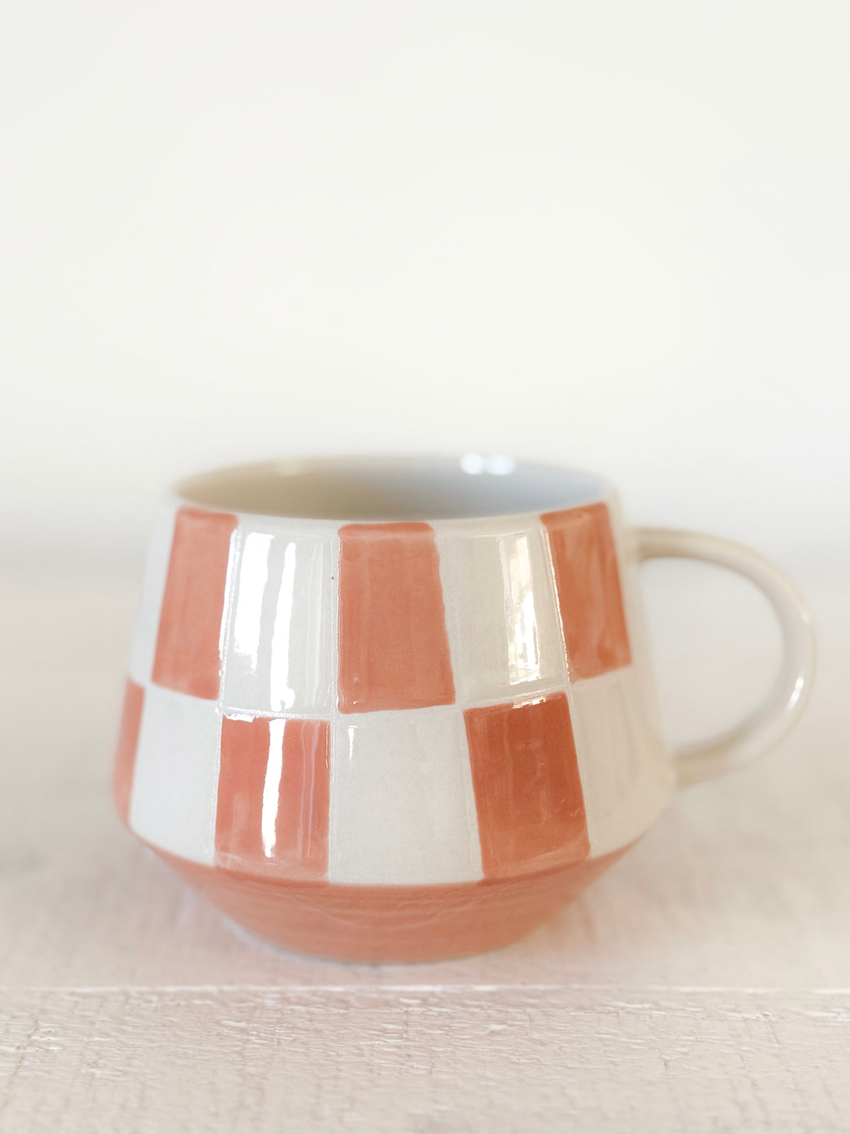 Terracotta Check Stoneware Mug