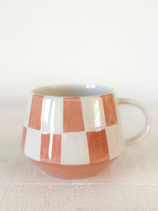Terracotta Check Stoneware Mug